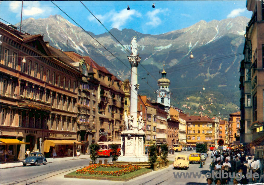Postkarte Maria-Theresien-Strasse in Innsbruck - in den 60er Jahren